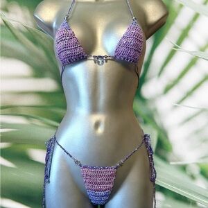 Purple Crochet Bikini Set